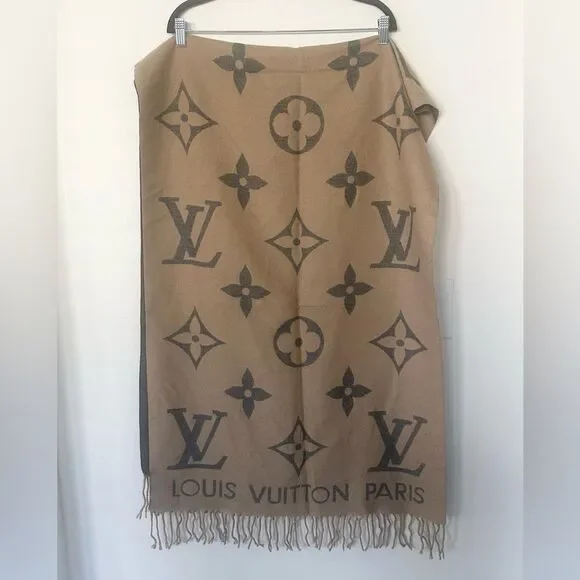 Louis Vuitton Monogram Logomania Cashmere & Silk Wrap Scarf - Picture 1 of 6